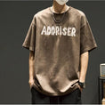 Load image into Gallery viewer, [SZON Series]★T-shirt★ 3color embroidery tops Unisex Men's Suede Black Apricot Coffee Color
