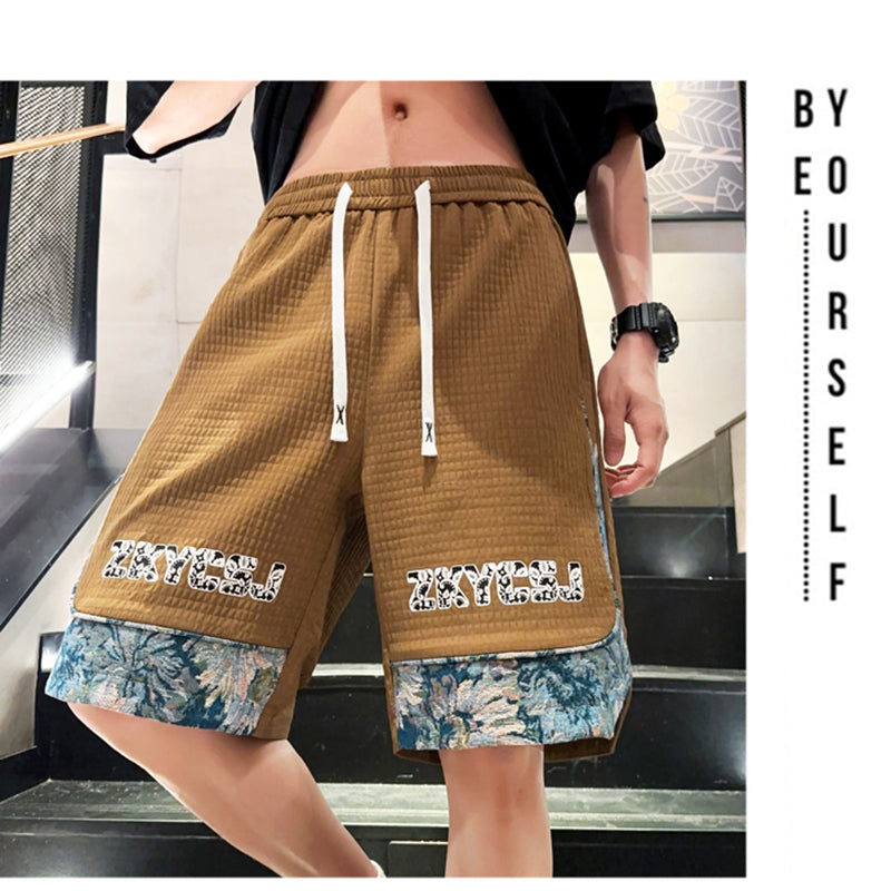 [XIHA Series] ★Shorts★ 3 colors Bottoms Shorts Unisex Men's Switching Black Beige Green