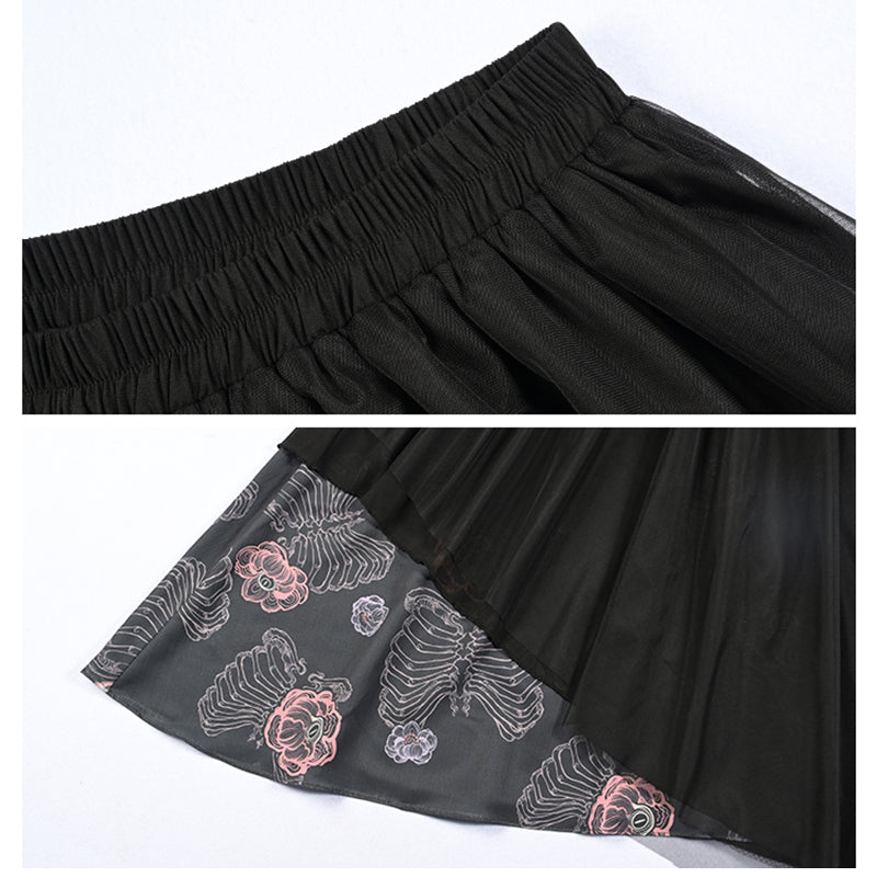 [Kokaisha Series] ★China style pants★ Chiffon gaucho pants Spring/Summer Loose Black Black SML XL