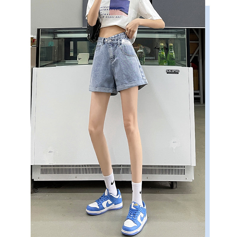 [Flower Series] ★Shorts★ Shorts Pants Denim 2color Easy to match Summer SML Blue Black