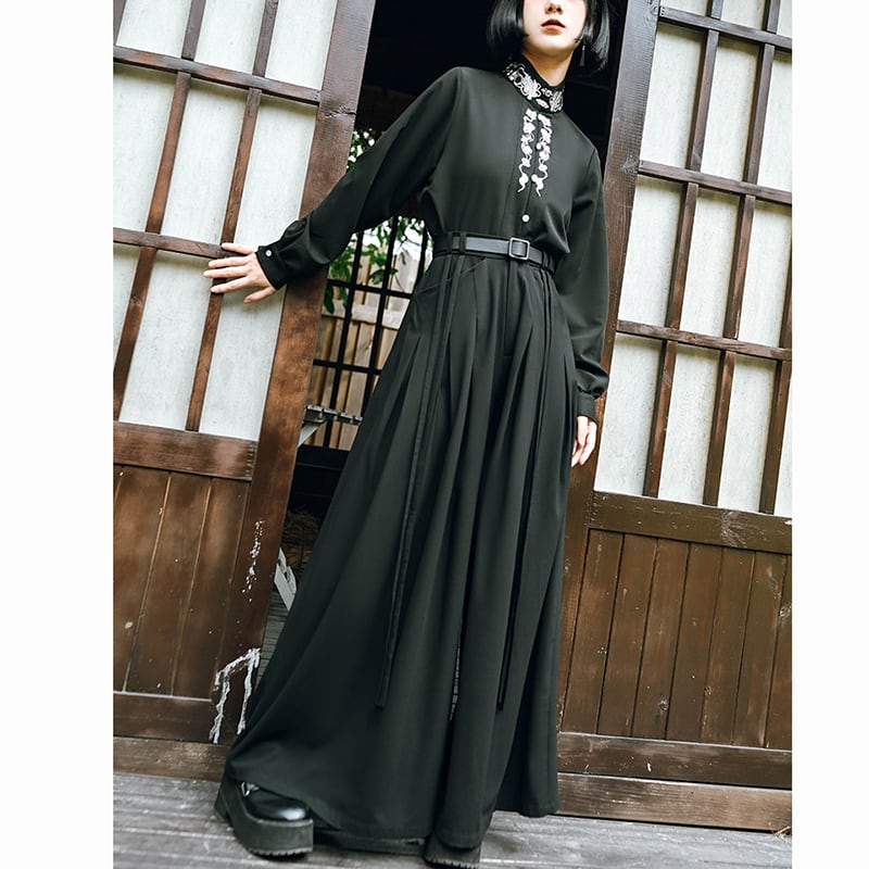 ✿New item! [Kokaisha---Toyama Ukifu Series]★China style pants★Bottoms Trousers Casual Gaucho pants Black Black