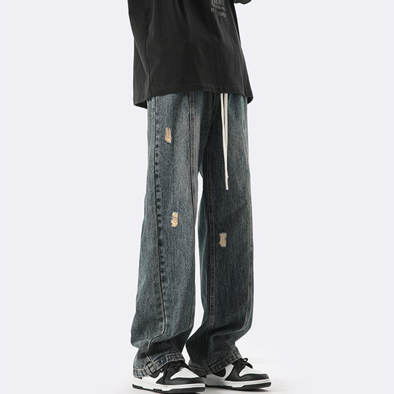 [XGY Series]★Trousers★ 2color Denim Pants Bottoms Unisex Men's Easy to Match Blue Black