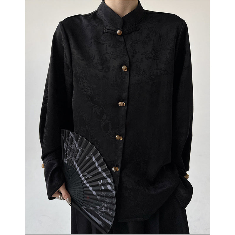 [MUYUZI Series]★China Style Shirt★ 2color Tops Long Sleeve Shirt Women's Chinese Clothing Improves Temperament