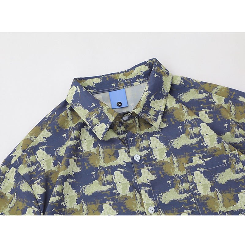 Very popular item [BEAT BOY series]★China style shirt★ Letter pattern Kanji short sleeve shirt Floral pattern shirt Print tops Unisex Men's ML XL 2XL