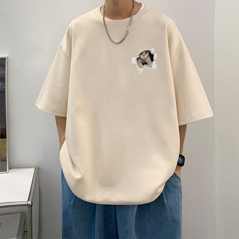 【NANSHIシリーズ】★Tシャツ★ 6color トップス 半袖 男女兼用 メンズ 大きいサイズ 猫 ねこ ネコ コットン