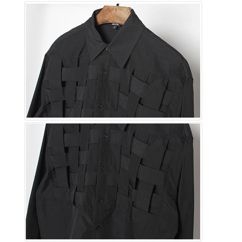 [WL Series]★Shirt★ Tops Unisex Men's Casual Black Black Easy to match Check pattern