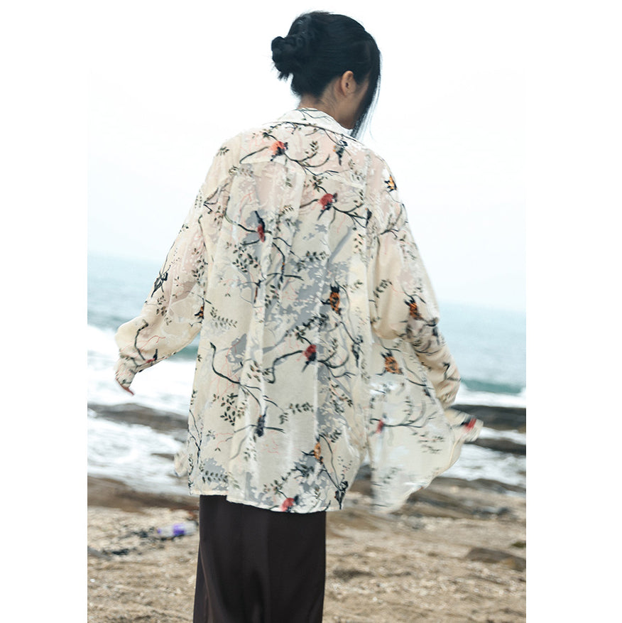 [Daiseiryuu 4 Series] ★Chinese-style tops★ Outerwear, shirts, long-sleeved shirts, sun protection, Chinese clothing, gray