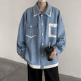 Load image into Gallery viewer, [Takashi Series]★Shirt★ 3color Tops Unisex Men's Fake Layered Blue Black White Casual
