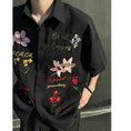 Load image into Gallery viewer, [NANSHI Series]★Shirt★ 2color Tops Embroidery Floral Pattern Short Sleeve Unisex Men's Casual Retro
