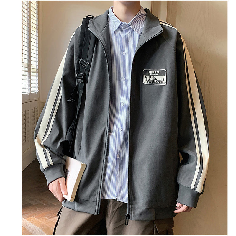 [VUUG Series] ★Jacket★ 5color outerwear unisex men's color scheme vertical stripes striped pattern easy to match