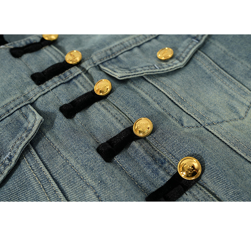 [Mage Designer Series] ★Outer★ Jacket Denim Jacket Jeans Blue Blue Ladies