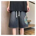 Load image into Gallery viewer, [WRZB Series] ★Chinese-style pants★ 2 colors, embroidered shorts, short pants, bottoms, unisex, men's, large size, denim
