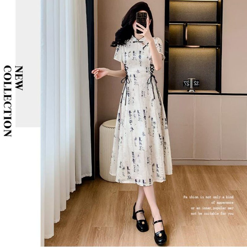 [QIANYUANXI Series] ★Chinese-style dress★ Improved Chinese dress, ink-wash pattern, cute, for dates and weddings