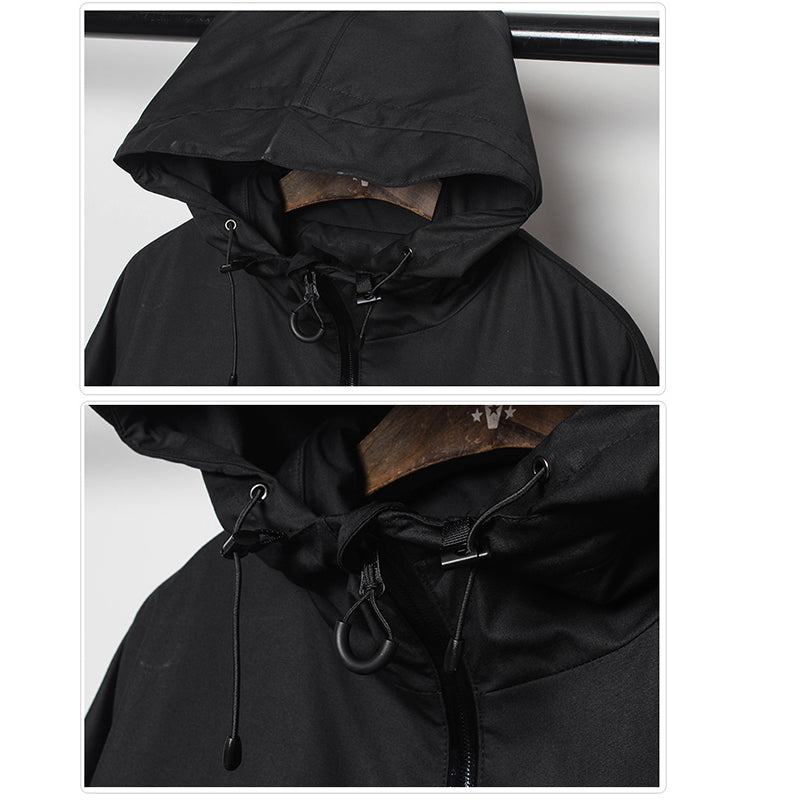 [WL Series] ★Jacket★ Outerwear with hood, unisex, men's casual, black, large pockets