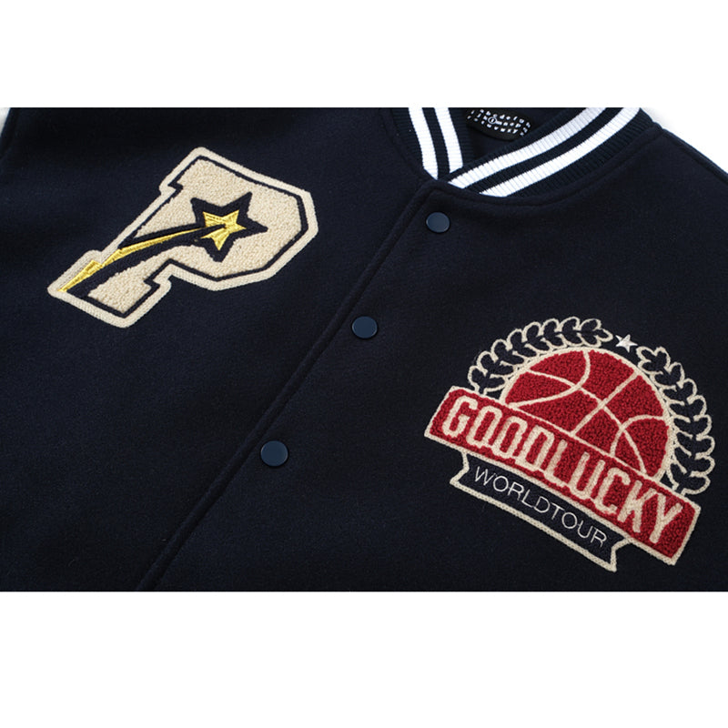 [Satoru Series]★Jacket★ Stadium jacket outerwear, unisex, men's, navy, stylish, easy to match