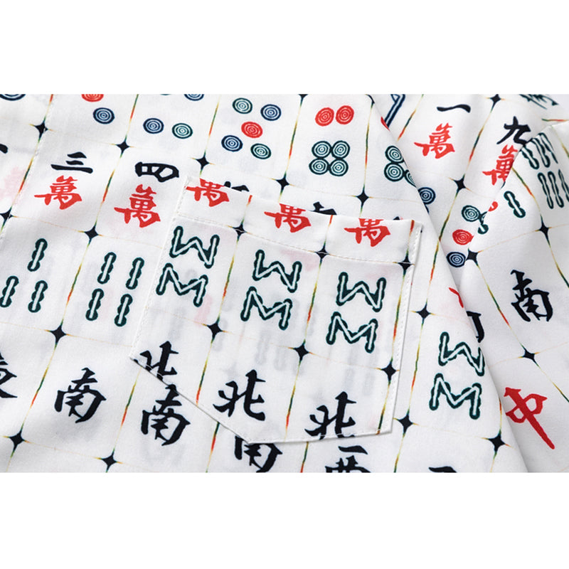 Very popular item [BEAT BOY series]★China style shirt★ Letter pattern Kanji short sleeve shirt Floral pattern shirt Print tops Unisex Men's ML XL 2XL