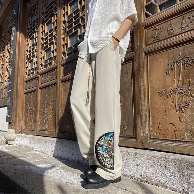 [KADISHOU Series] ★Chinese-style pants★ 2 colors Embroidered casual pants Trousers Bottoms Unisex Men's Cool Thin Summer clothes