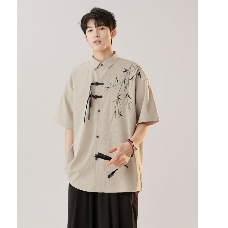 [Gao Jie Series] ★Chinese-style tops★ 2 colors Shirts Short sleeves Unisex Men's Large sizes Unique Casual