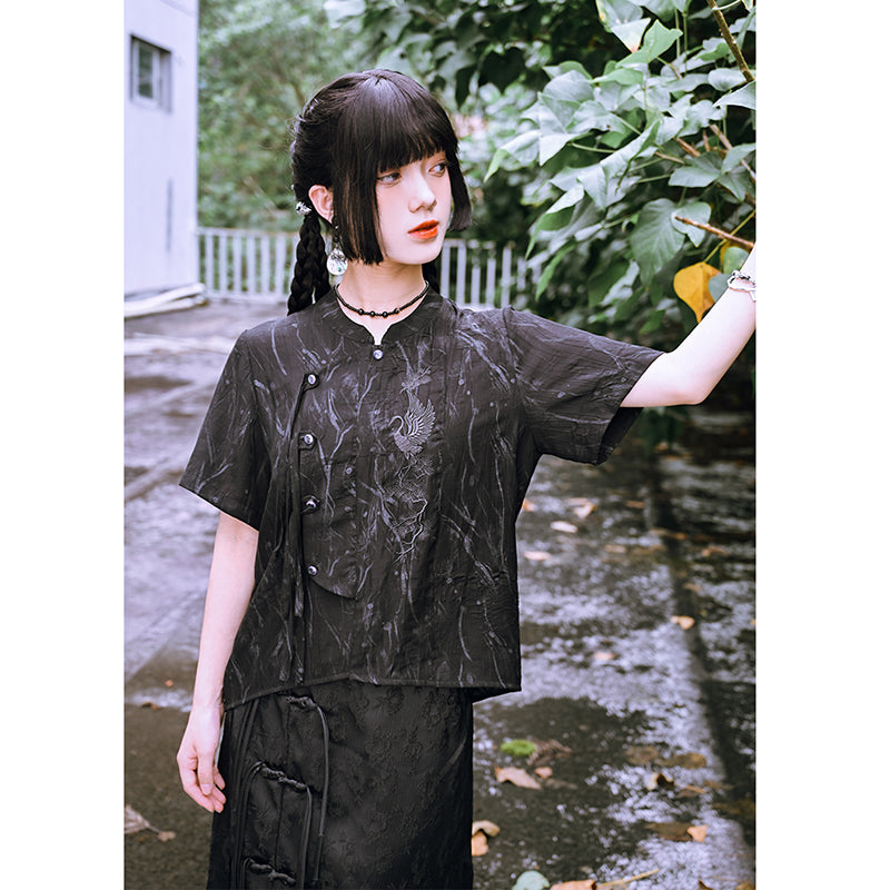 [Daiseiryuu 4 Series] ★Chinese-style tops★ Outerwear, shirts, long-sleeved shirts, sun protection, Chinese clothing, gray