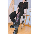 Load image into Gallery viewer, [Kokaisha Series] ★China style pants★ Chiffon gaucho pants Spring/Summer Loose Black Black SML XL
