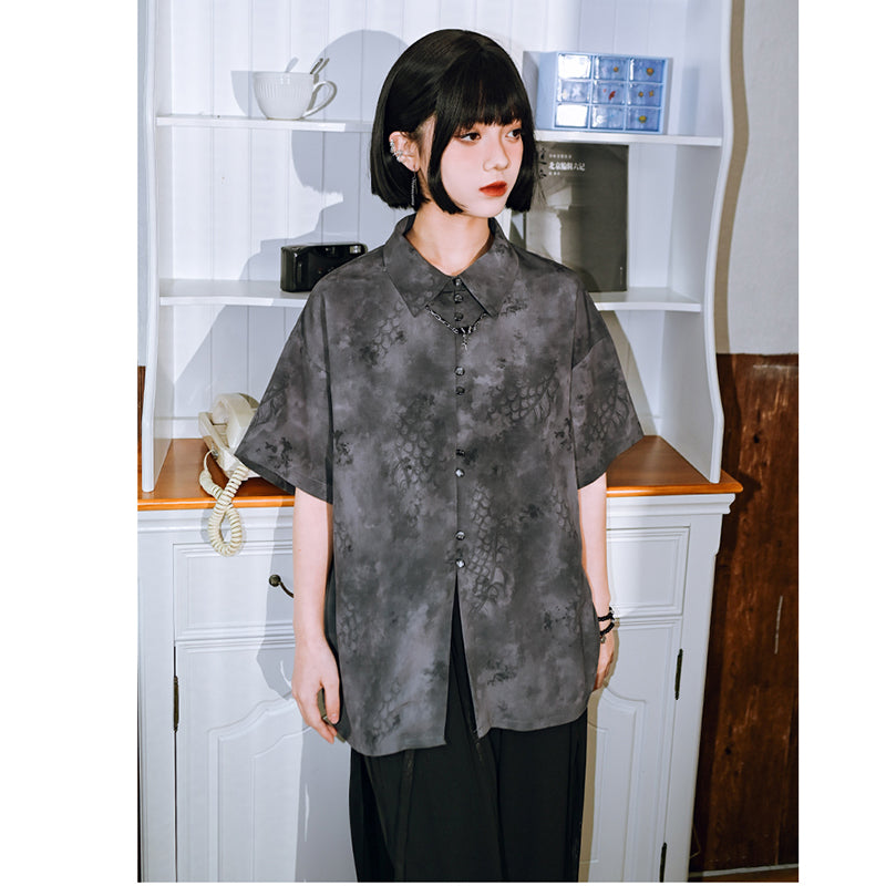 [Kokaisha---Dragon Dye Series] ★Chinese-style tops★ Short-sleeved tops, short-sleeved shirts, prints, tie-dyeing, unique, original