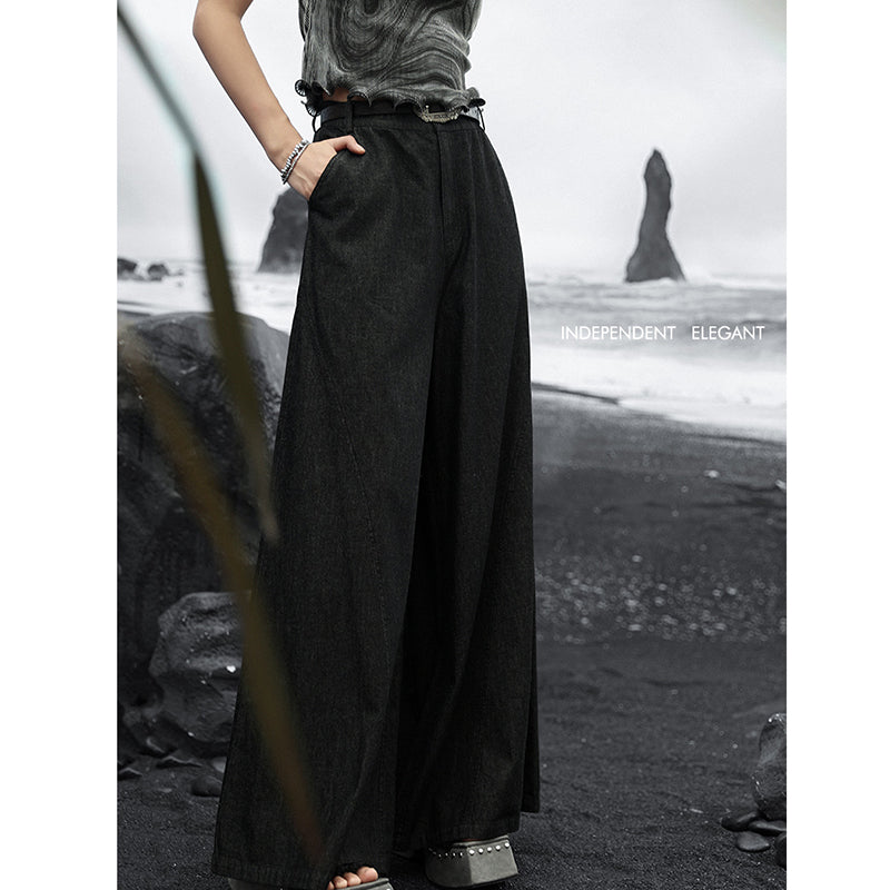 [Big Blue Dragon Series]★China style trousers★Bottoms Gaucho pants Loose Casual Black Black