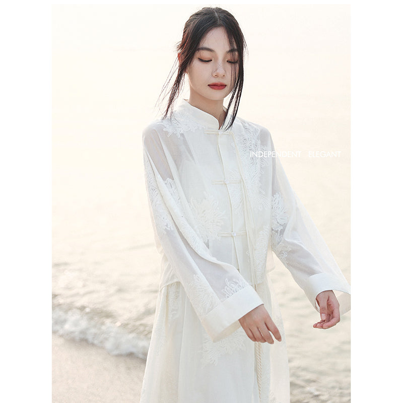 [Daiseiryuu 4 Series] ★Chinese-style tops★ Outerwear, shirts, long-sleeved shirts, sun protection, Chinese clothing, gray