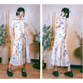 Load image into Gallery viewer, [Kokaisha---Butterfly Gin Series] Chinese-style trousers, bottoms, gaucho pants, original, slimming, switching, floral pattern
