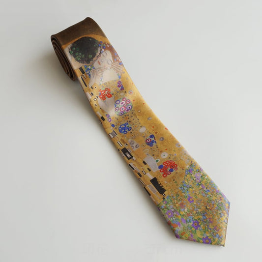 [Daiki Series] ★Tie★ Accessory Decoration Men's Birthday Present Retro Oil Painting Style Brown Print