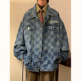 Load image into Gallery viewer, [BAOYAN Series] ★Jacket★ Denim jacket outerwear jeans unisex men's plaid pattern blue blue
