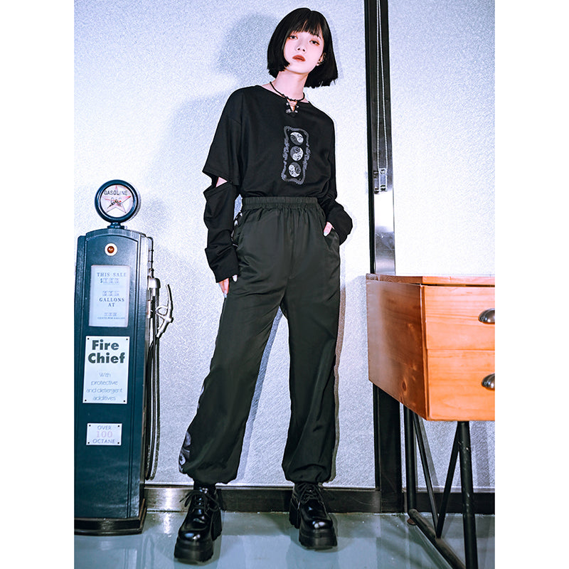 [Kokaisha---Butterfly Gin Series] Chinese-style trousers, bottoms, gaucho pants, original, slimming, switching, floral pattern