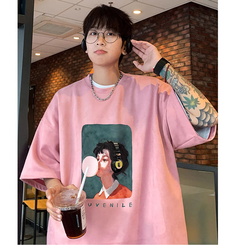 【PPGシリーズ】★Tシャツ★ 5color トップス 半袖 男女兼用 メンズ 大きいサイズ スエード 人物