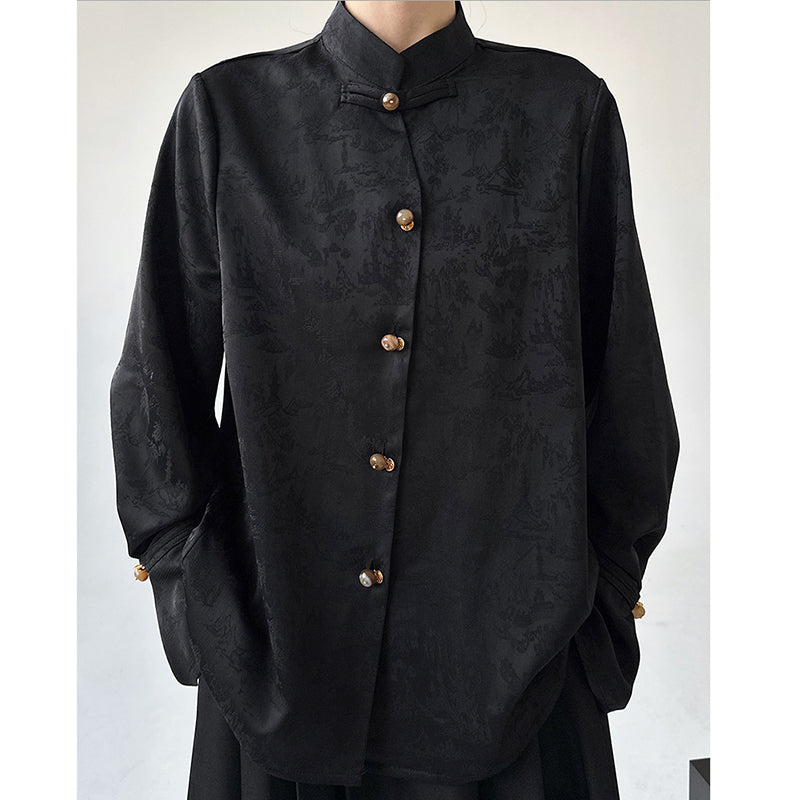 [MUYUZI Series]★China Style Shirt★ 2color Tops Long Sleeve Shirt Women's Chinese Clothing Improves Temperament