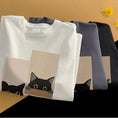 Gallery viewerに画像を読み込む, 【SENSUシリーズ】★Tシャツ★ 5color 長袖Tシャツ 男女兼用 メンズ 大きいサイズ 猫 ねこ プリント コットン
