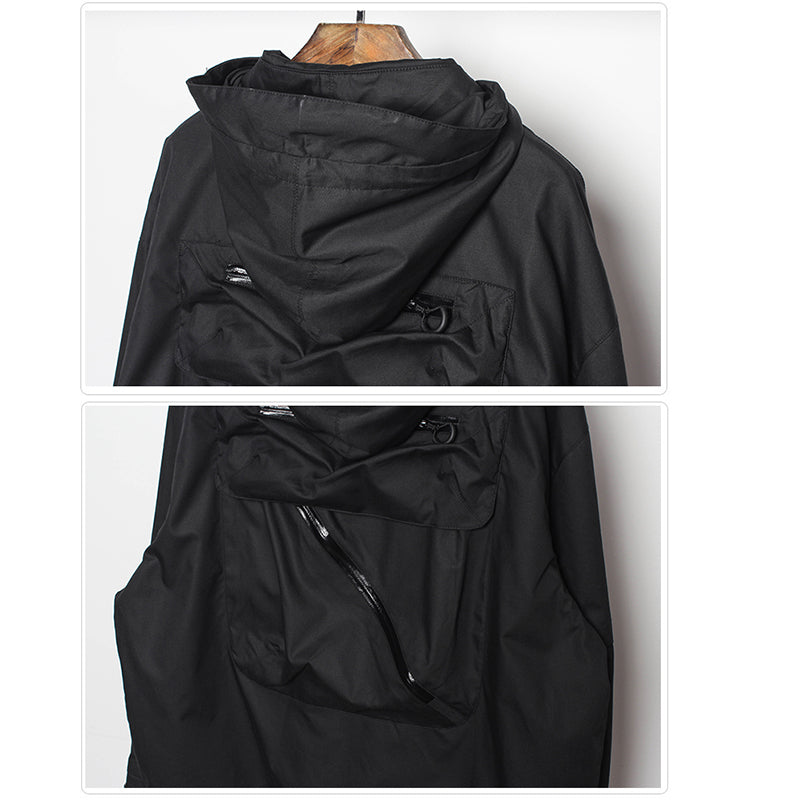 [WL Series] ★Jacket★ Outerwear with hood, unisex, men's casual, black, large pockets