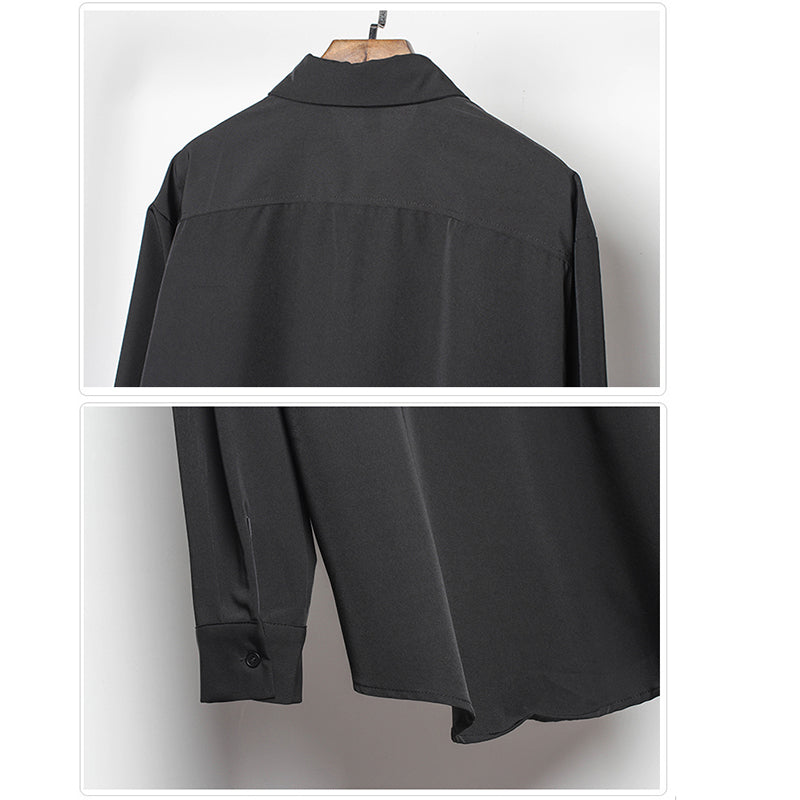 [WL Series]★Shirt★ Tops, long sleeve shirt, unisex, men's, black, Harajuku style, cool