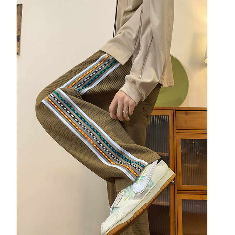 [YANDAN Series]★Casual Pants★ 3color Pants Bottoms Vertical Stripes Striped Pattern Unisex Men's Large Size Black Green