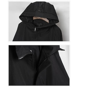 [WL Series] ★Jacket★ Outerwear with hood, unisex, men's black, black, easy to match, unique