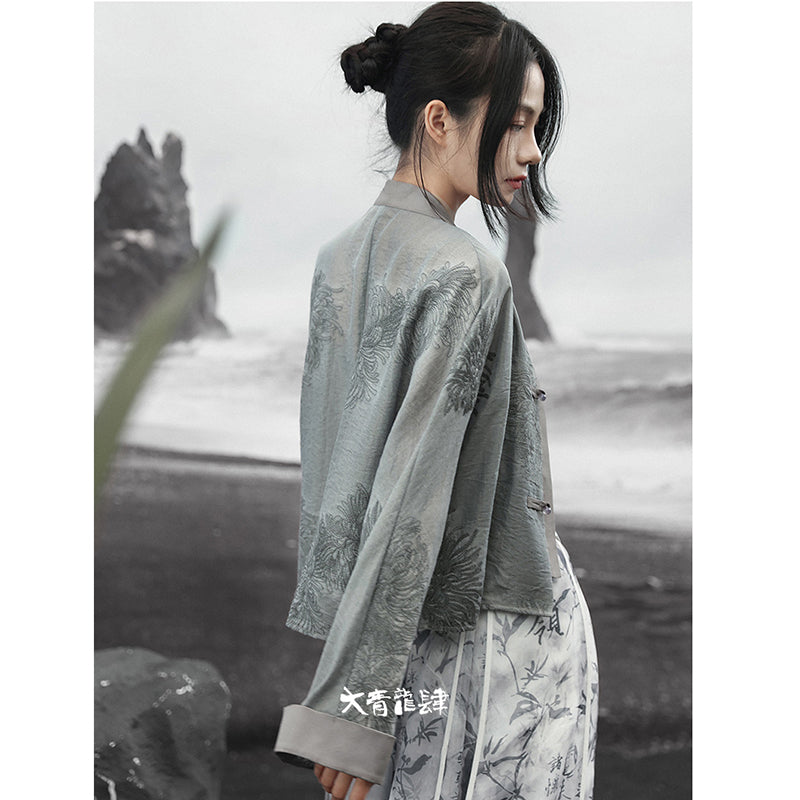 [Daiseiryuu 4 Series] ★Chinese-style tops★ Outerwear, shirts, long-sleeved shirts, sun protection, Chinese clothing, gray