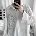 Load image into Gallery viewer, [Fudoku Sensei Series]★Shirt★ 2color long sleeve shirt tops unisex men's black white rose
