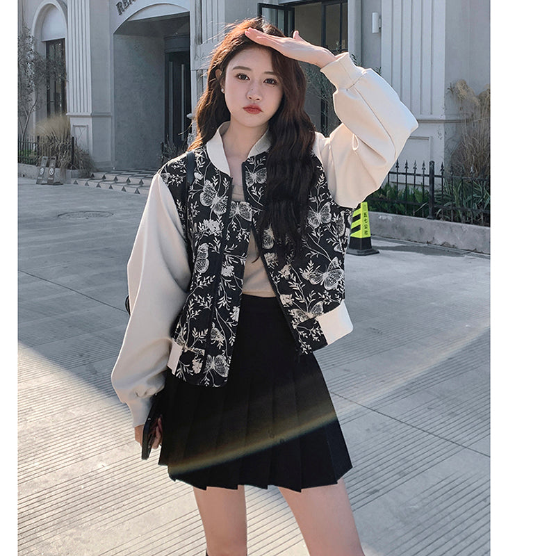 [XIAOMIFENG Series] ★China style outerwear★ Jacket, floral pattern, stadium jacket, switching, casual, stylish