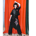 Load image into Gallery viewer, [Kokaisha Series] ★China style pants★ Chiffon gaucho pants Spring/Summer Loose Black Black SML XL
