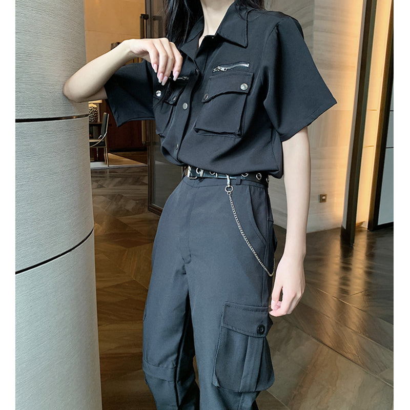 [XRSM Series]★Setup Single Order★ Shirt or Pants Casual Cool Black Black