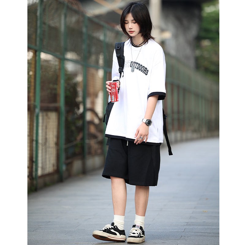 [BIGEMAN Series] ★T-shirt★ 2 colors Tops Short sleeve Unisex Men's Large size Graffiti Casual