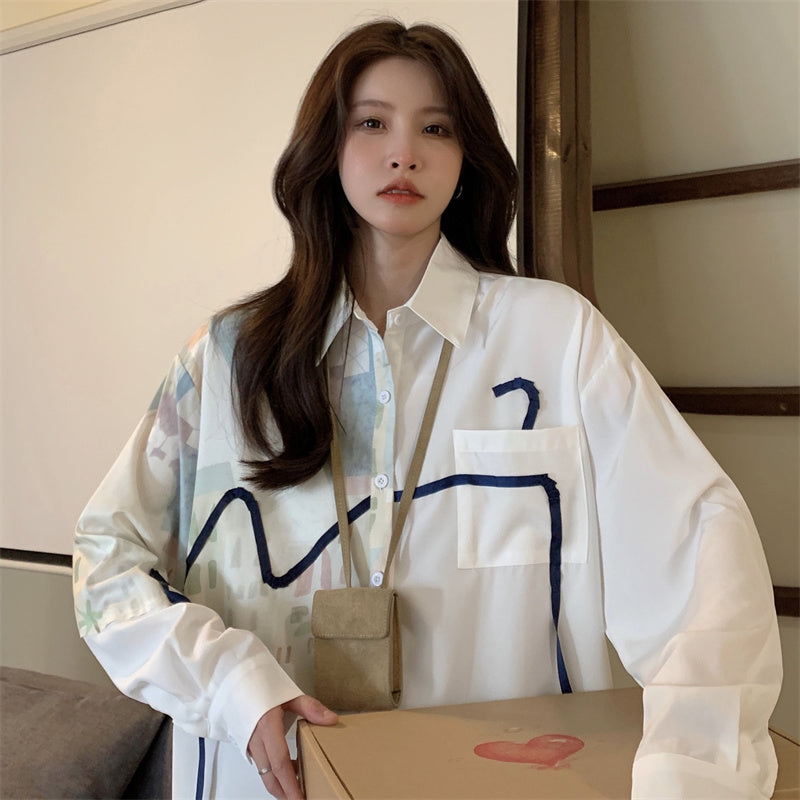 [YYCL Series]★Shirt★ Tops Long sleeve shirt Thin Fashion Cute Easy to match ML XL