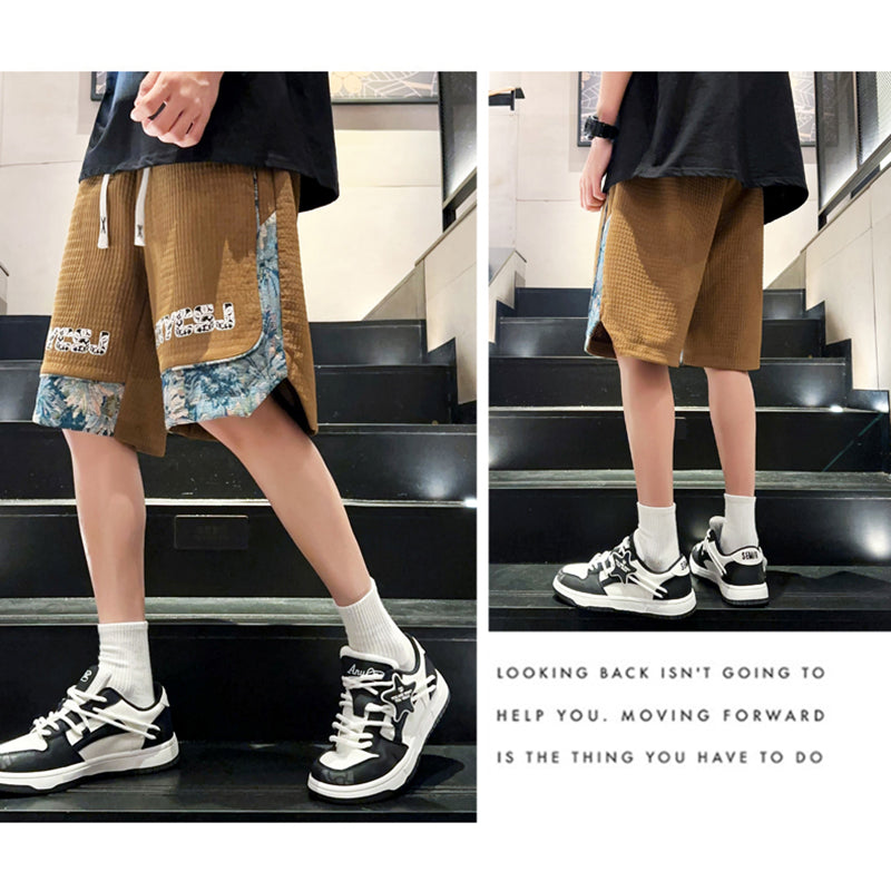 [XIHA Series] ★Shorts★ 3 colors Bottoms Shorts Unisex Men's Switching Black Beige Green