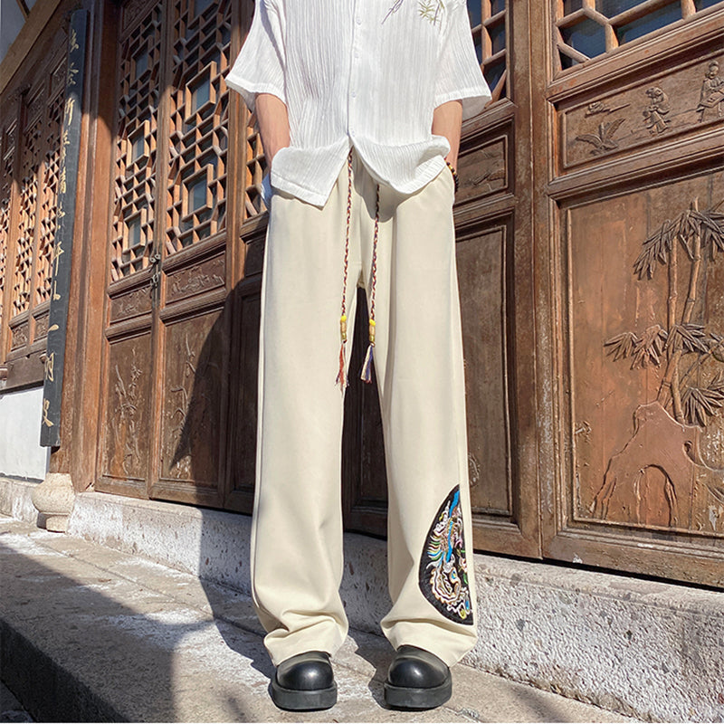 [KADISHOU Series] ★Chinese-style pants★ 2 colors Embroidered casual pants Trousers Bottoms Unisex Men's Cool Thin Summer clothes