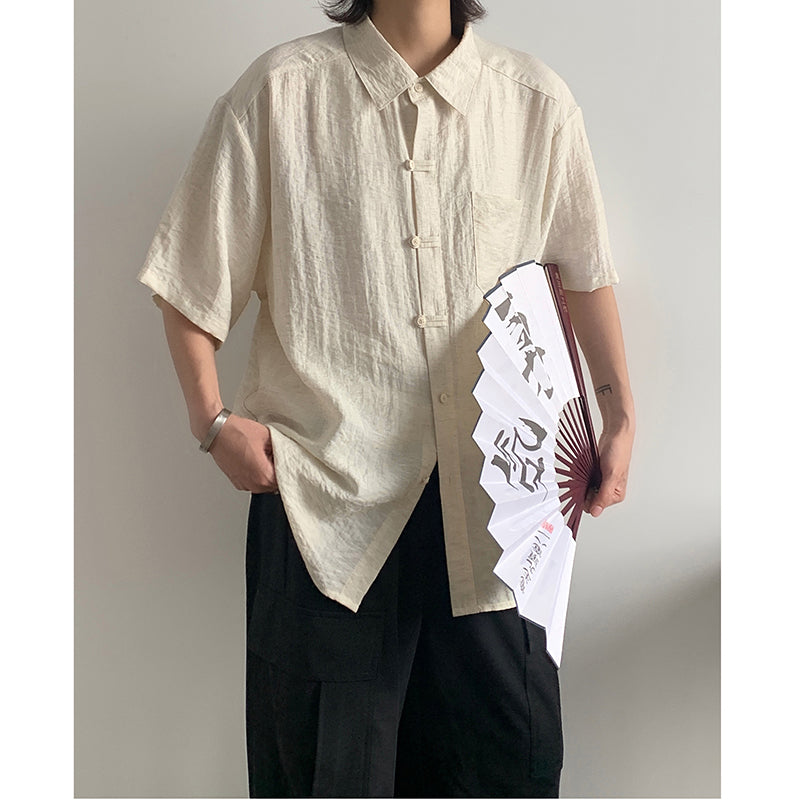 [SENSU Series] ★Chinese-style tops★ Shirt, short-sleeved shirt, unisex, men's, simple, Chinese clothing, summer clothing