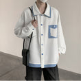 Load image into Gallery viewer, [Takashi Series]★Shirt★ 3color Tops Unisex Men's Fake Layered Blue Black White Casual
