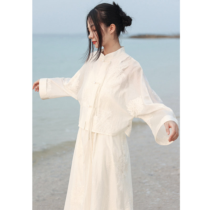 [Daiseiryuu 4 Series] ★Chinese-style tops★ Outerwear, shirts, long-sleeved shirts, sun protection, Chinese clothing, gray